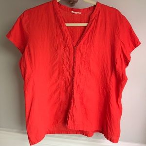 Eileen Fisher Orange Short Sleeve Button Down Sz L